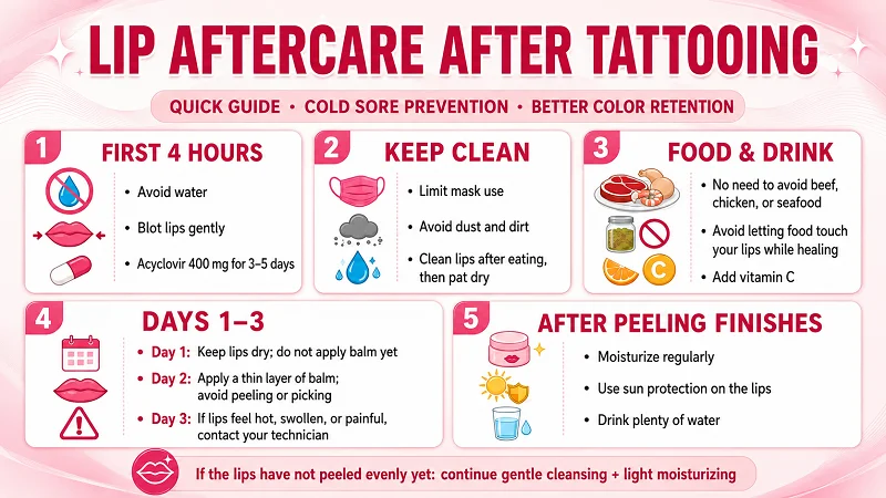 Lip tattoo aftercare guideline at Luxie - HCM city