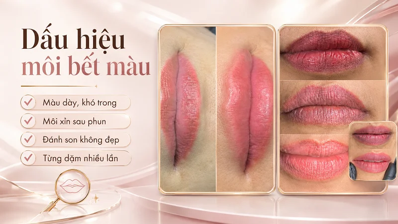 Dấu hiệu nhận biết môi bết màu sau phun Dấu hiệu nhận biết môi bết màu sau phun