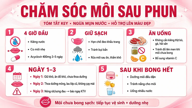 Hướng dẫn chăm sóc môi sau khử thâm chuẩn y khoa