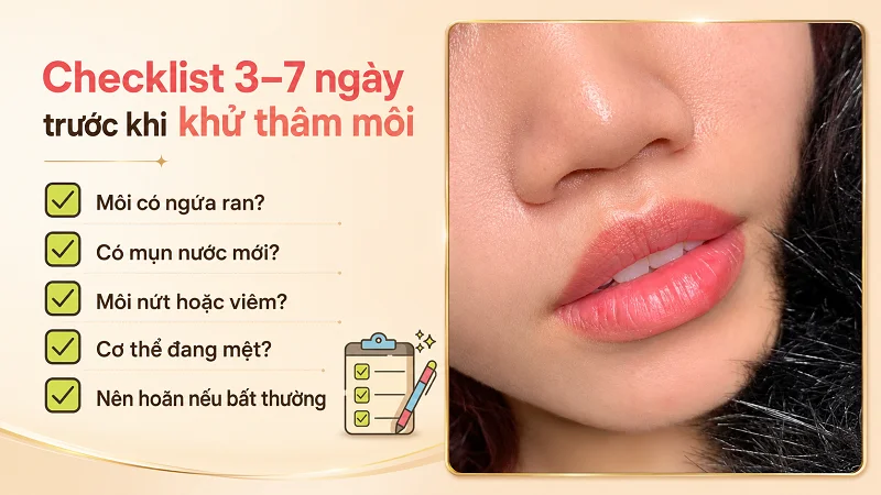 Checklist 3–7 ngày trước khi khử thâm môi gồm những gì? Checklist 3–7 ngày trước khi khử thâm môi gồm những gì?
