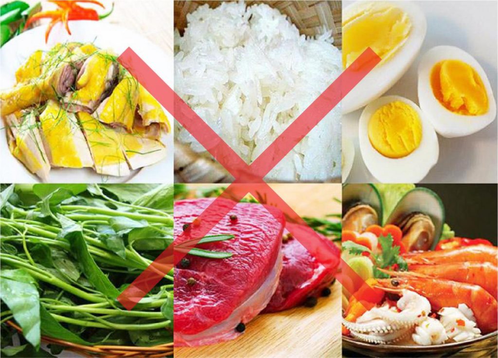 Những món ăn nên kiêng cử sau khi xử lý lông mày trổ xanh đỏ