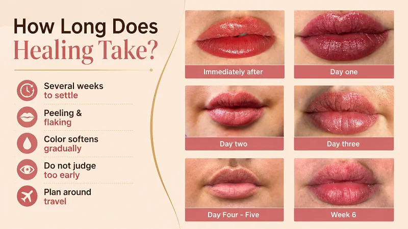 How long does lip tattoo healing take?