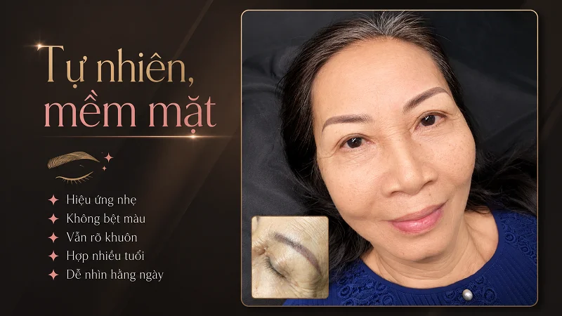 Ưu điểm lớn nhất của lông mày phun: tự nhiên, mềm mặt, dễ hợp nhiều độ tuổi Ưu điểm lớn nhất của lông mày phun: tự nhiên, mềm mặt, dễ hợp nhiều độ tuổi
